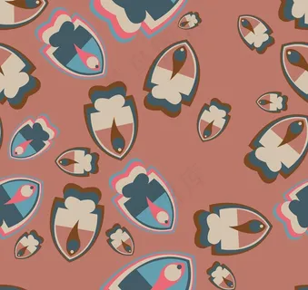 色块鱼形图案底纹背景图片