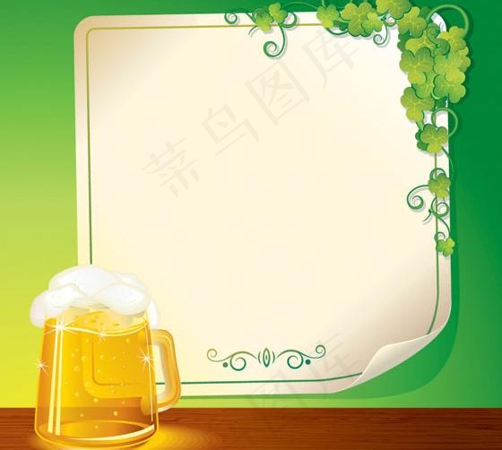 啤酒杯与贴纸图片eps,ai矢量模版下载
