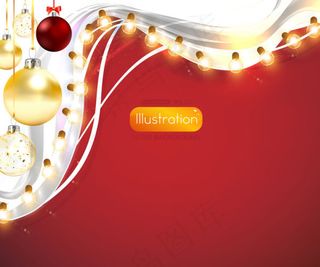 璀璨的圣诞灯光背景03——矢量素材