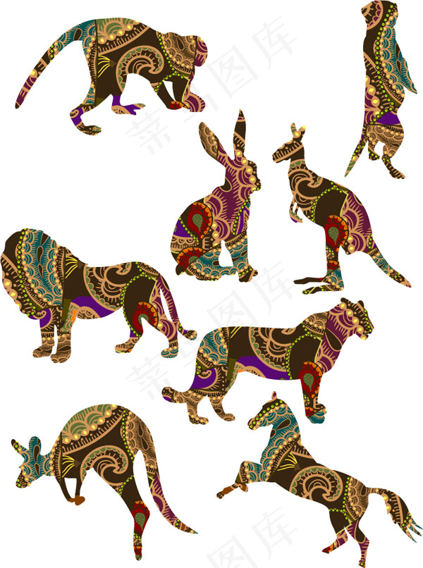 兔子和其他的动物矢量素材