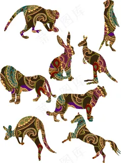 兔子和其他的动物矢量素材