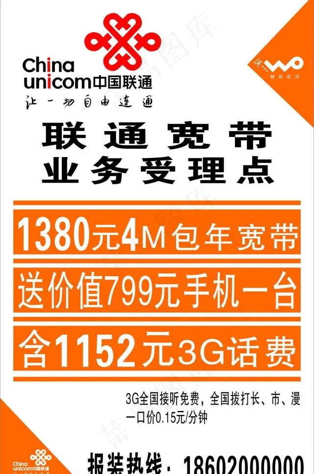 联通宣传海报图片cdr矢量模版下载