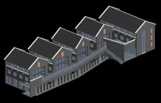 中国古代建筑风格三层楼3D模型