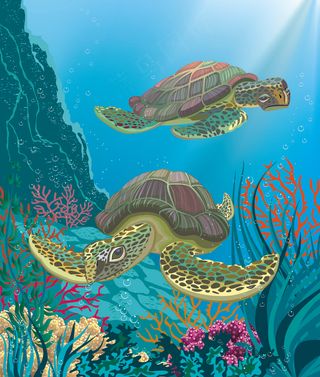 蔚蓝海底世界风光矢量素材