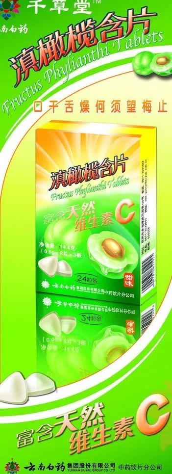 云南白药千草堂橄榄含图片ai矢量模版下载