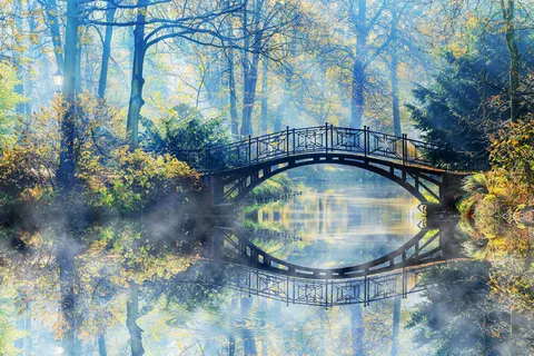林间小桥风景摄影 林间小桥风景摄影