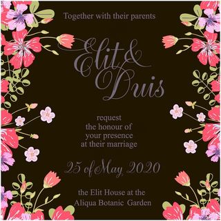 黑色背景和花朵婚礼邀请卡矢量素材