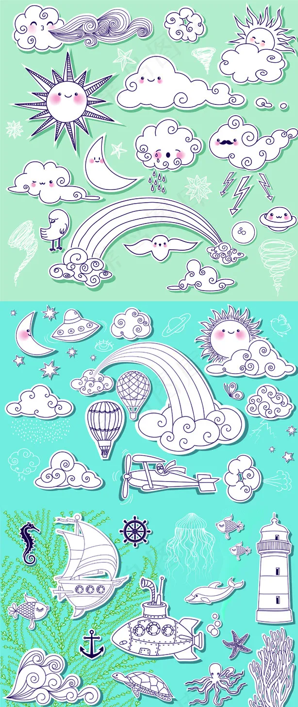 卡通图标背景设计eps,ai矢量模版下载