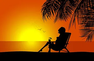 喝鸡尾酒的美女剪影