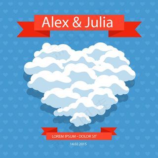 心型创意白云矢量图