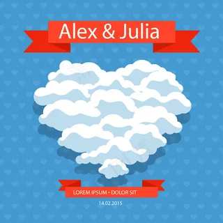 心型创意白云矢量图