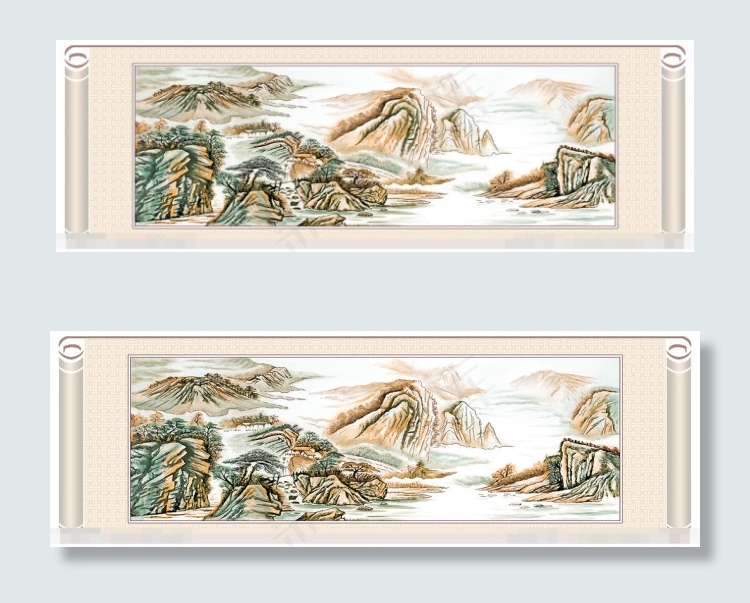 山水花片素材下载(10630X3543(DPI:300))psd模版下载