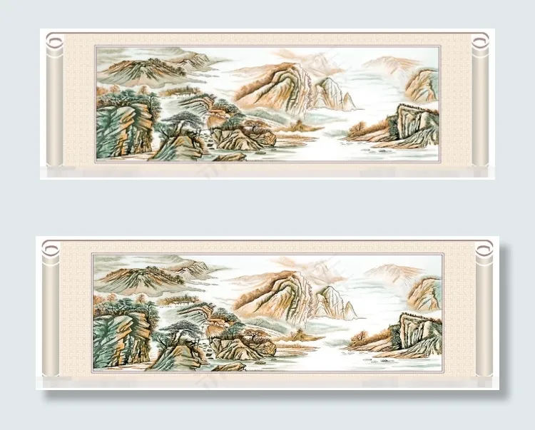 山水花片素材下载(10630X3543(DPI:300))psd模版下载
