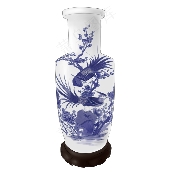 中国风纯手绘古风水墨青花瓷器(2000*2000px 300 dpi )psd模版下载