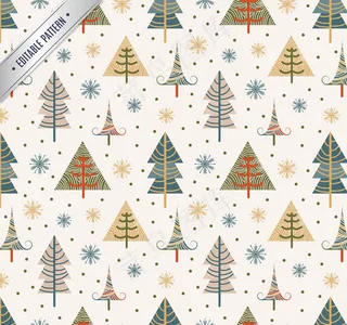 彩色松树无缝背景矢量素材