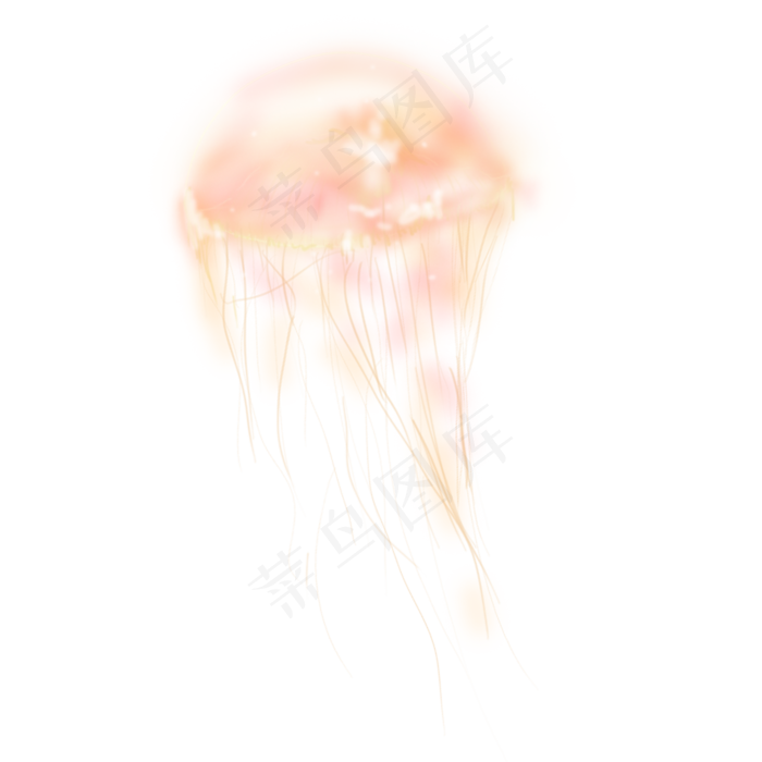 夏季大海深海海洋生物水母手绘插,免抠元素