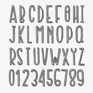 手绘字母与数字设计矢量素材