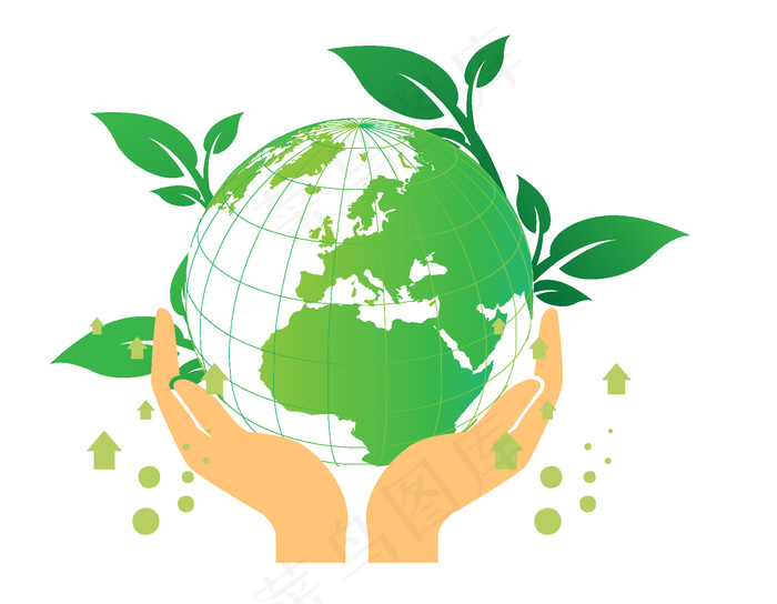 手捧绿色环保地球矢量图