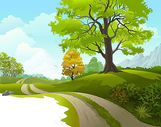 卡通马路风景插画