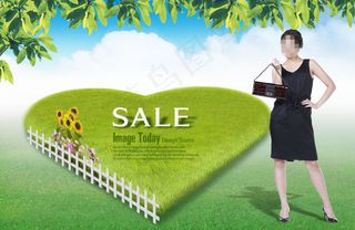 高清PSD分层素材绿色爱心