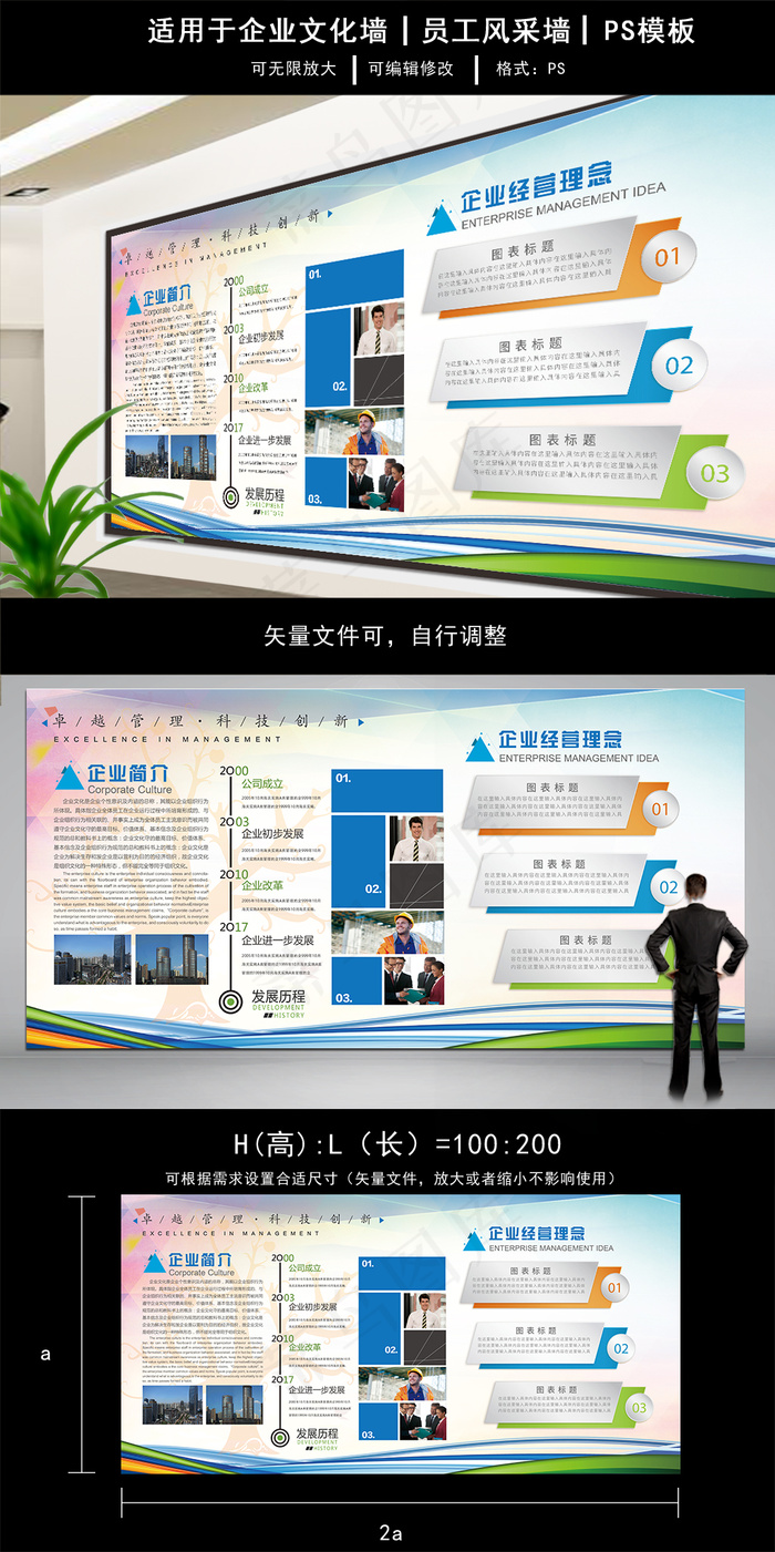 小清新企业文化宣传展板(7087X3543(DPI:150))psd模版下载