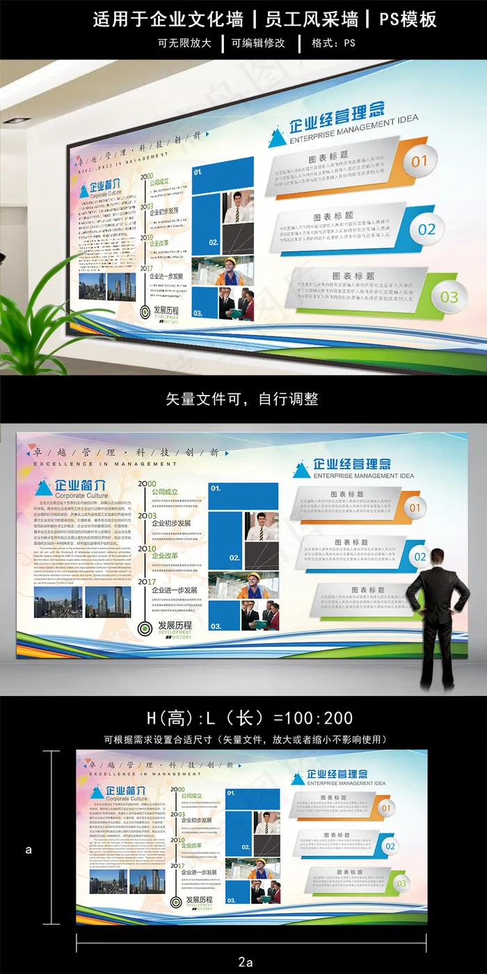 小清新企业文化宣传展板(7087X3543(DPI:150))psd模版下载