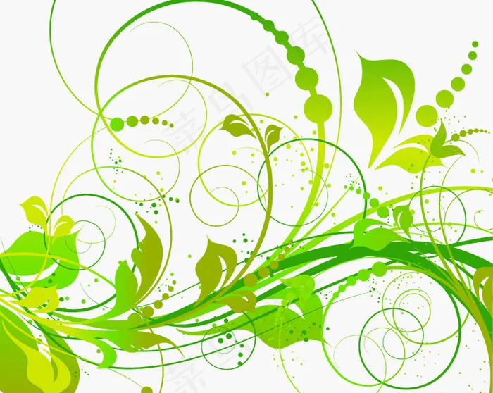 摘要绿色花卉矢量插图eps,ai矢量模版下载