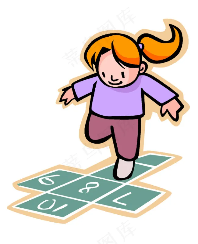 女孩跳格子ai矢量模版下载