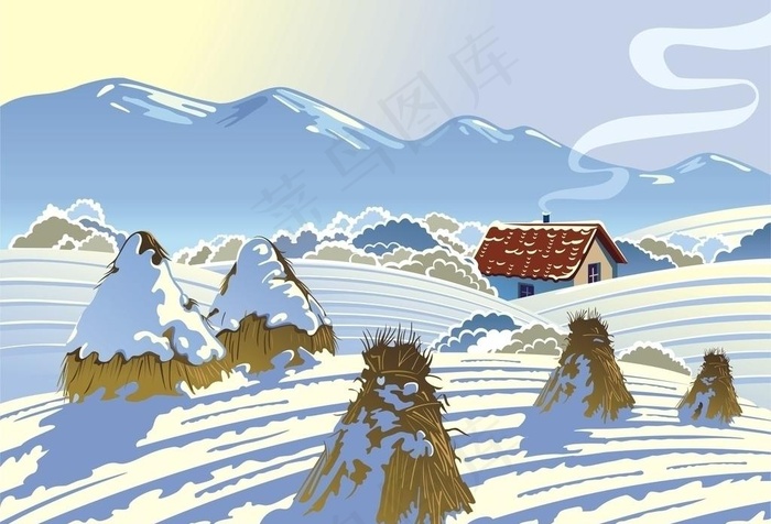 雪山雪地小屋eps,ai矢量模版下载