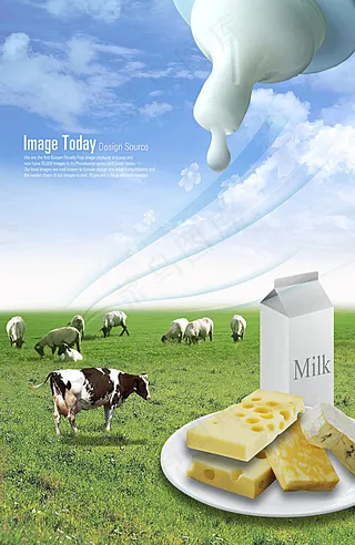 新鲜的牛奶和奶酪