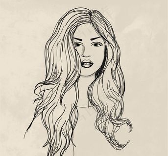 手绘素材素描时尚欧美美女