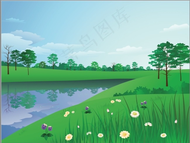湖边eps,ai矢量模版下载