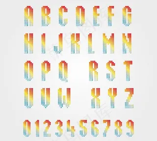 彩色26个英文字母数字设计 艺术字...