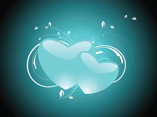 白色枝条和蓝色心形