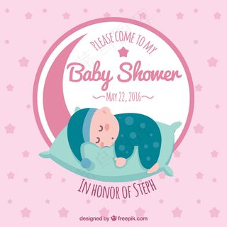 睡觉的婴儿卡通粉色底图背景矢量图