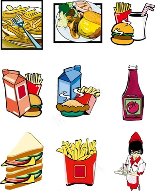 西式快餐矢量素材