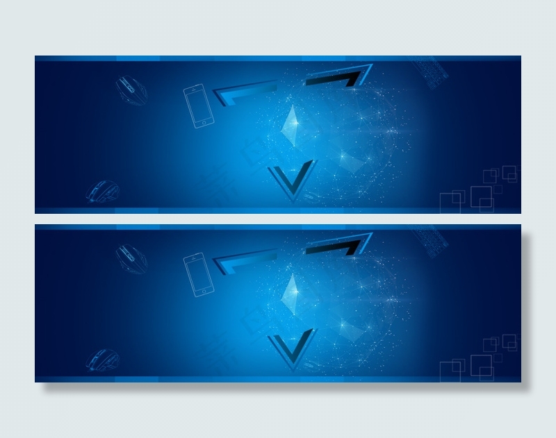 蓝色科技手机几何立体光束背景banner