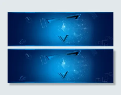 蓝色科技手机几何立体光束背景banner