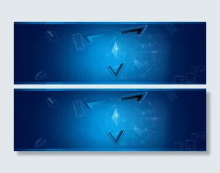 蓝色科技手机几何立体光束背景banner