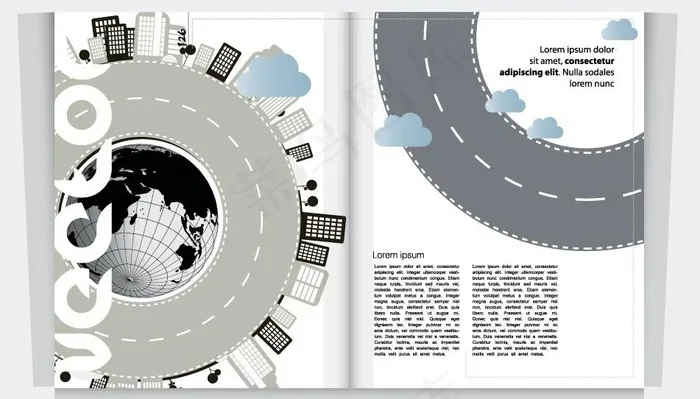 城市背景杂志封面图片eps,ai矢量模版下载