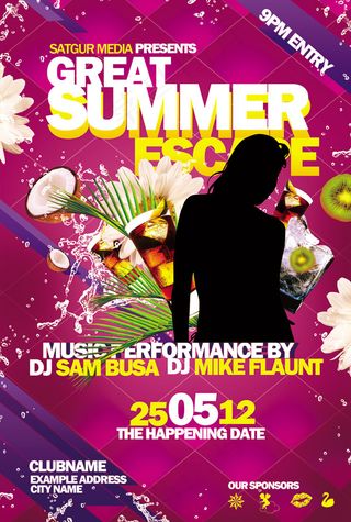 炫酷夏季人物剪影海报PSD分