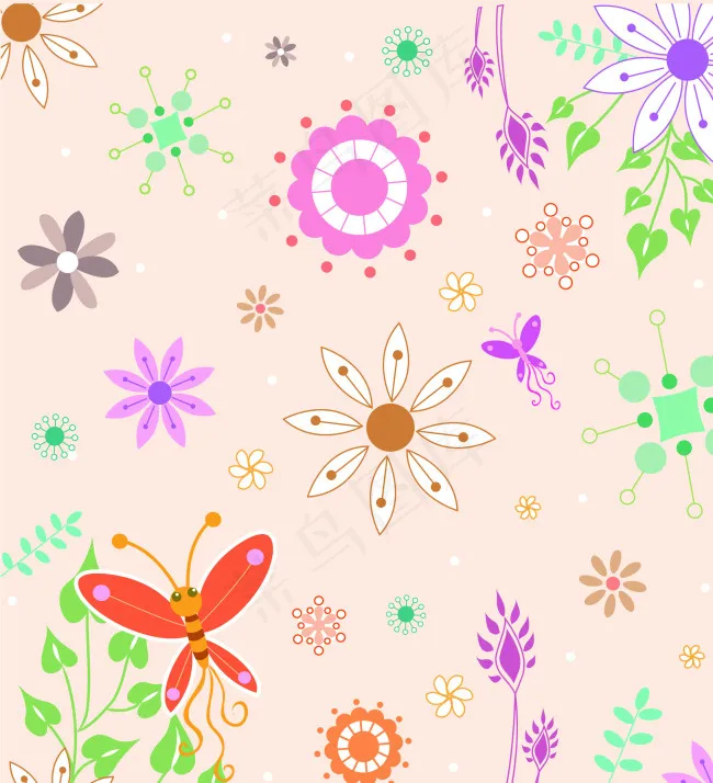 AI矢量素材 花朵 树叶 花纹ai矢量模版下载