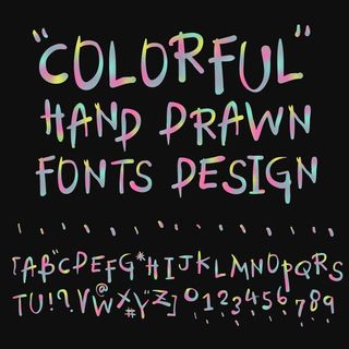 渐变色手写字母和数字矢量素材