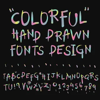 渐变色手写字母和数字矢量素材