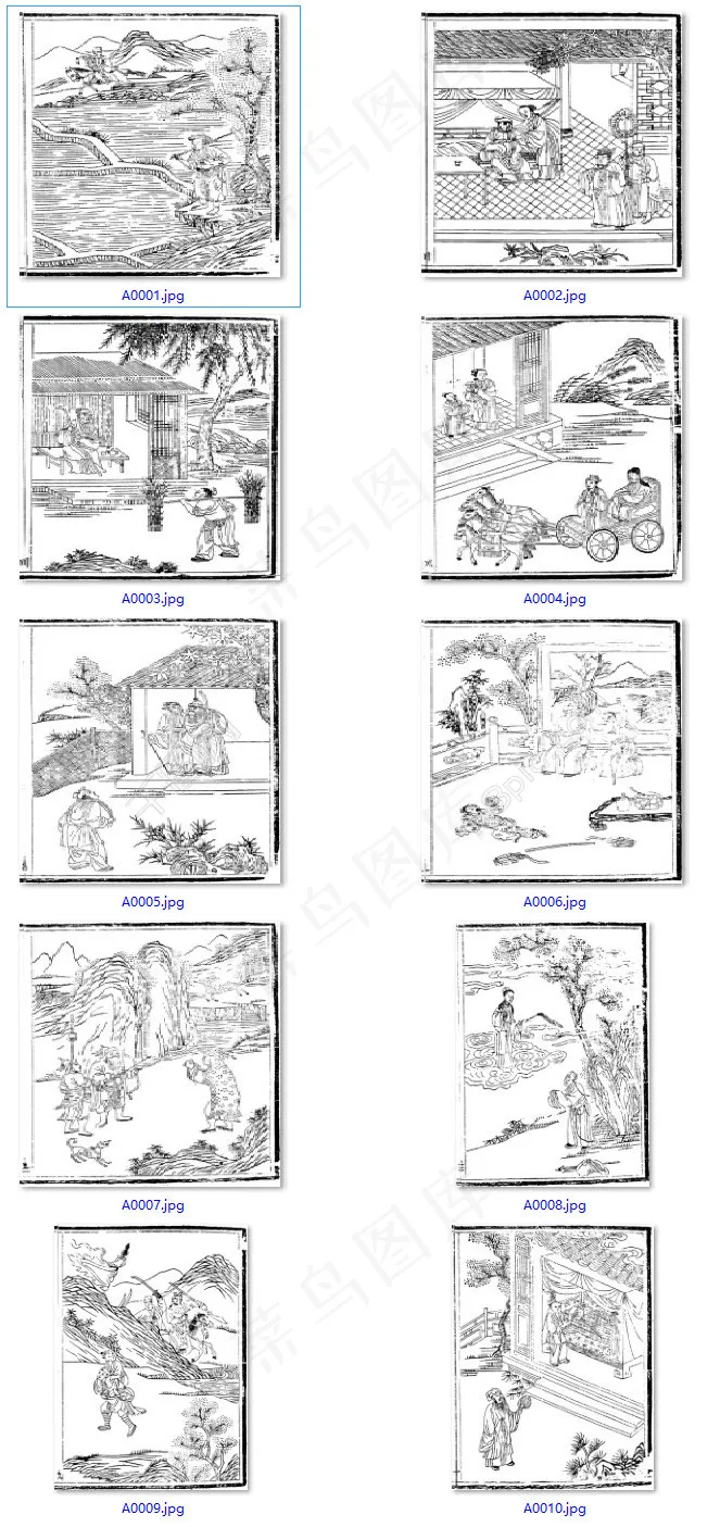 中华传统版画矢量图-教化类eps,ai矢量模版下载