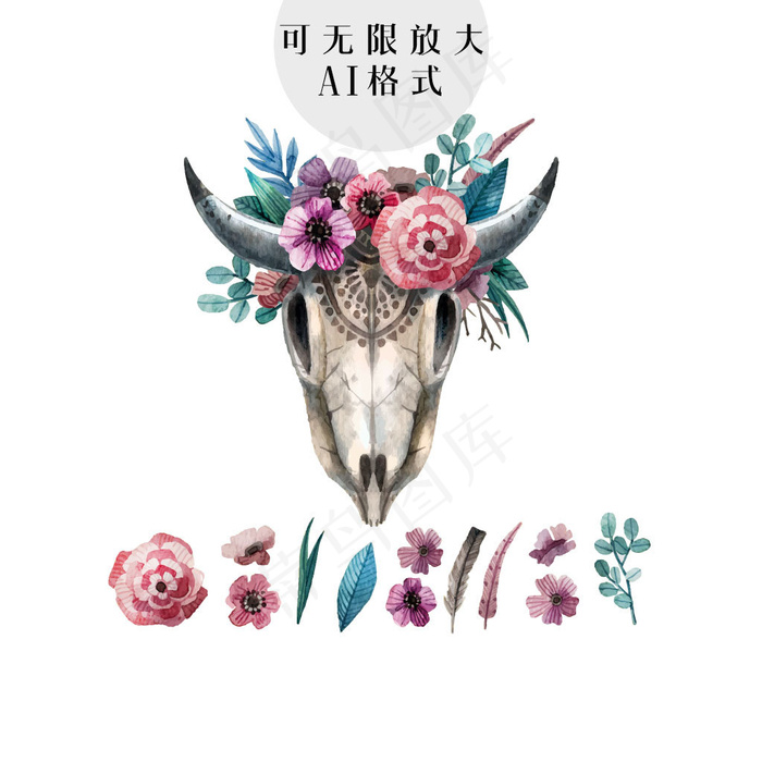 水彩羊头