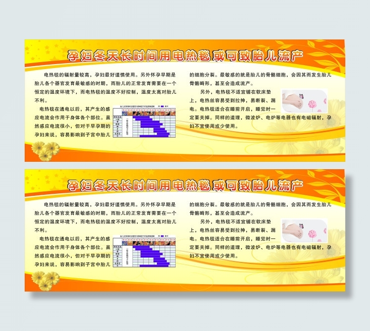 孕妇冬天长时间用电热毯的危害cdr矢量模版下载
