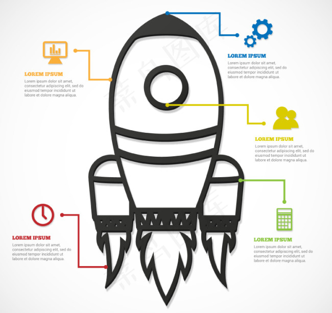 创意火箭商务信息图ai矢量模版下载