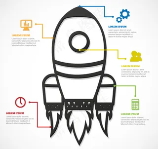 创意火箭商务信息图