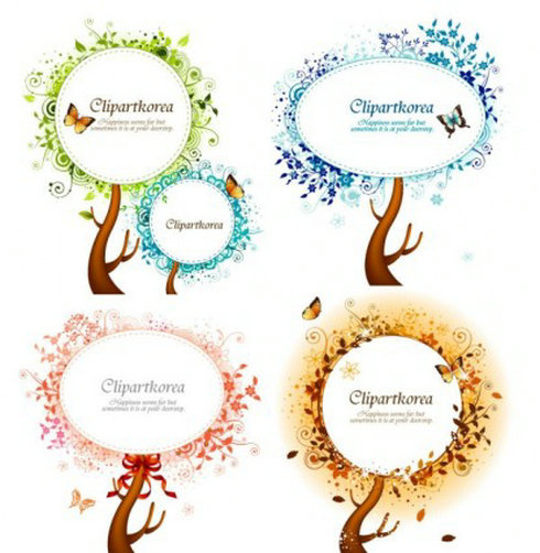 圆形和椭圆形的树木矢量模式